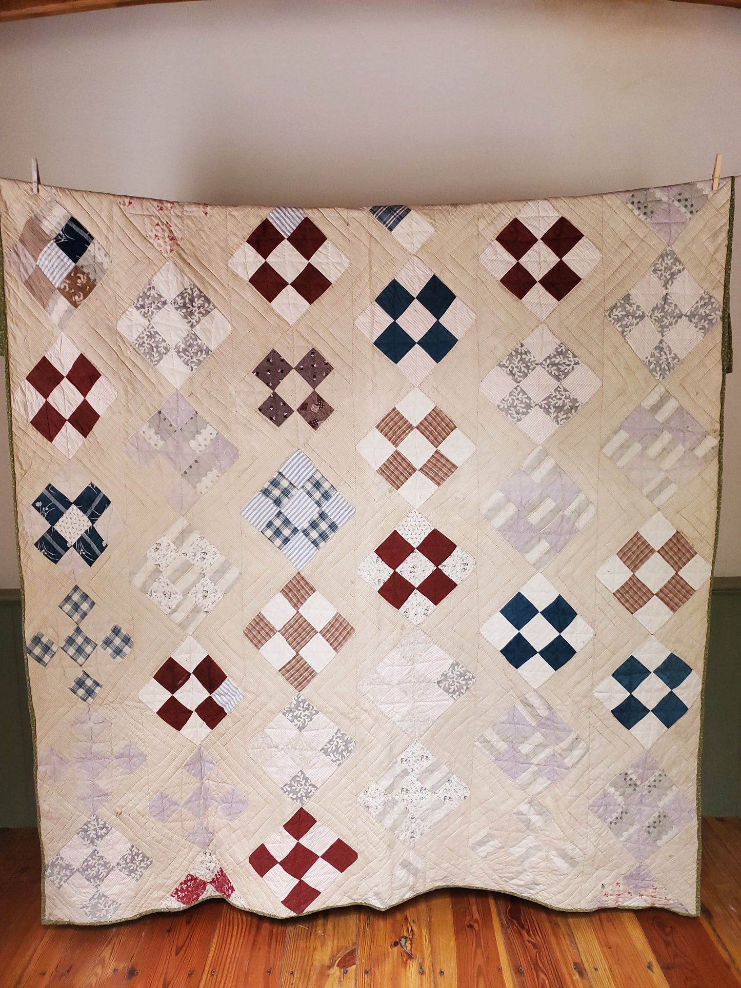 Antique 9 Patch Quilt, 1890