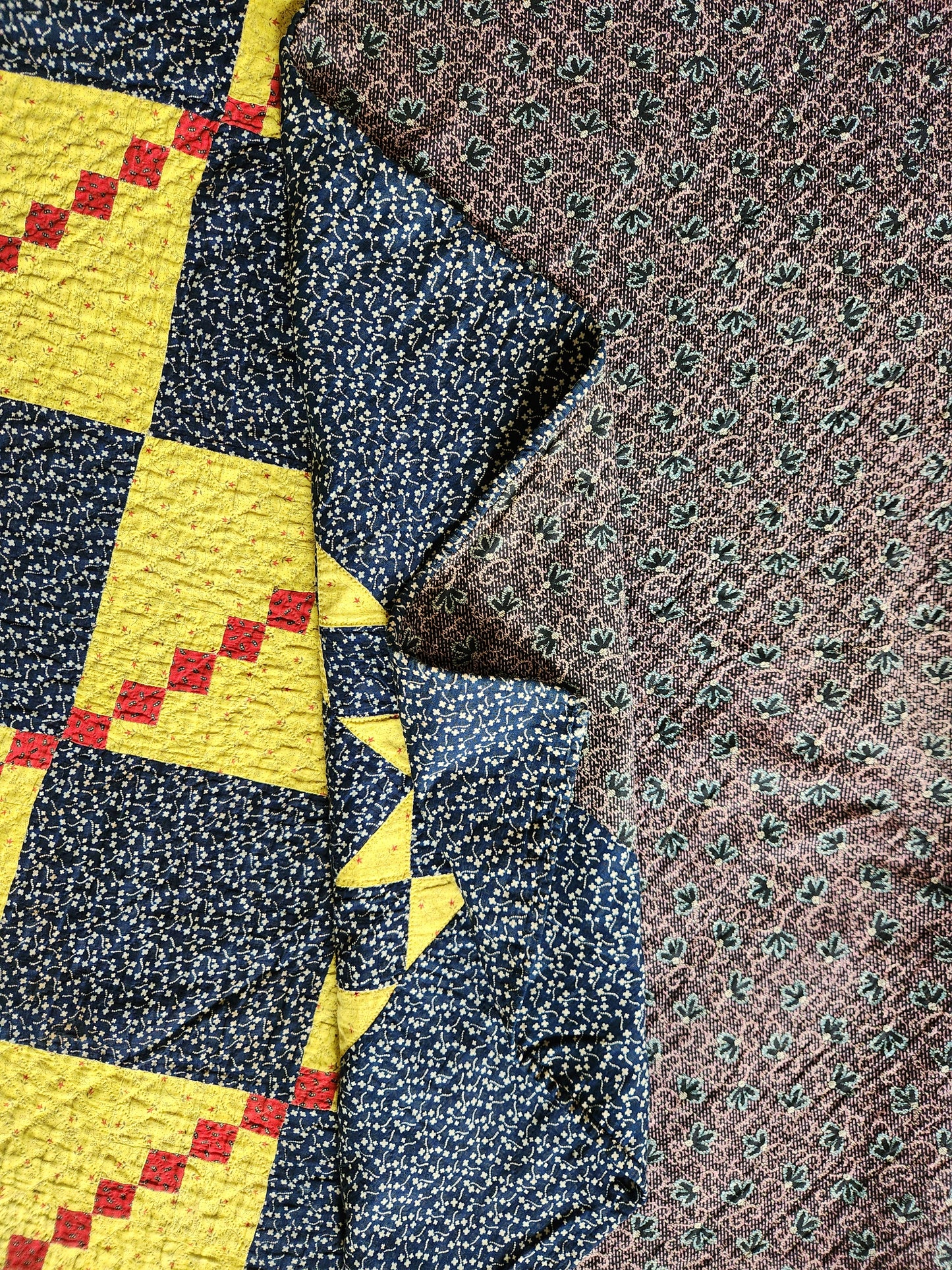 Four Patch on Point Quilt c1880