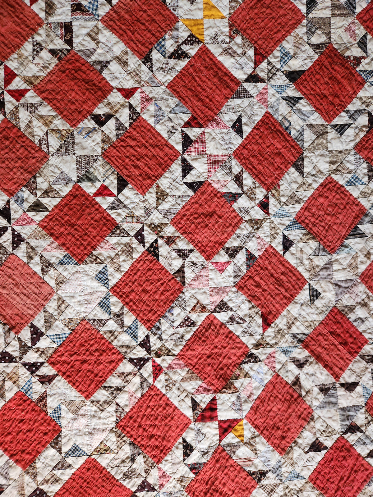 Antique Turkey Red Ocean Waves Quilt c1880