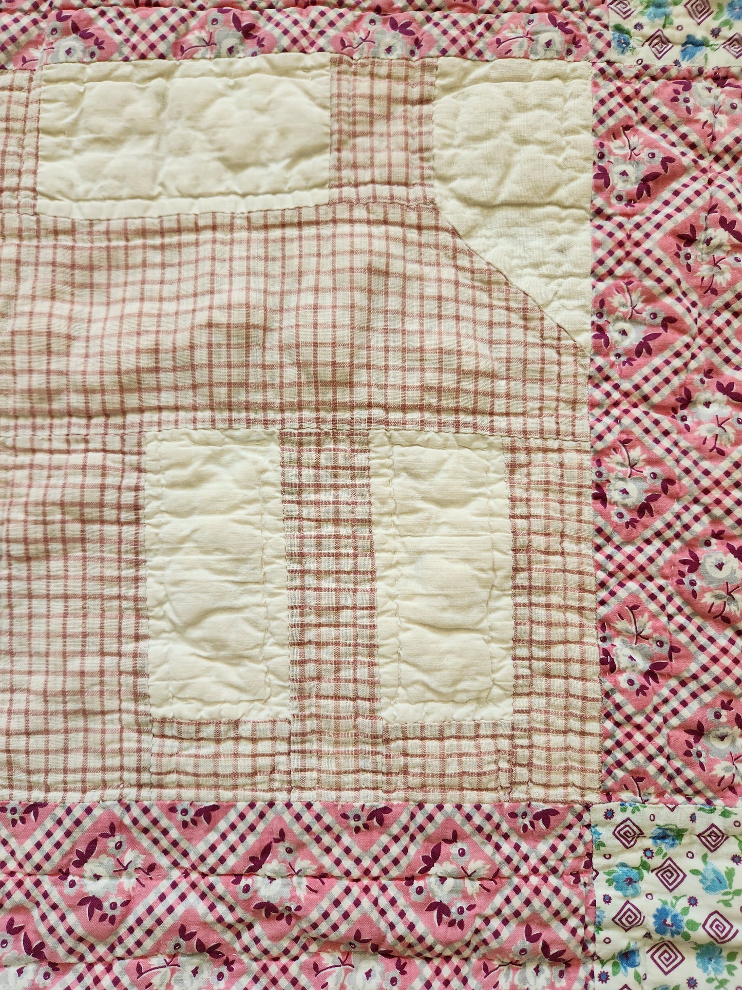 1930’s Feed Sack Log Cabin/School House Quilt