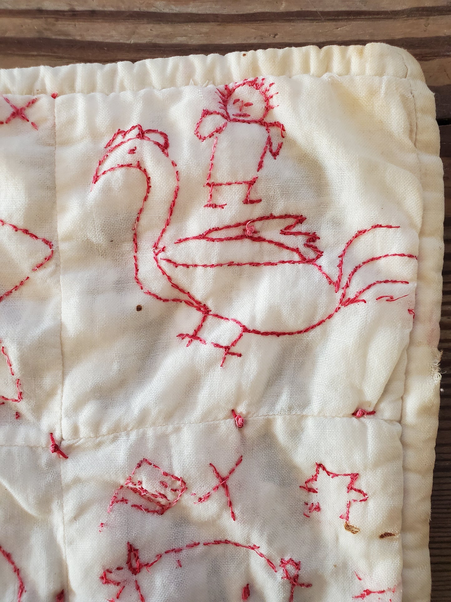 Antique Redwork Doll's Quilt