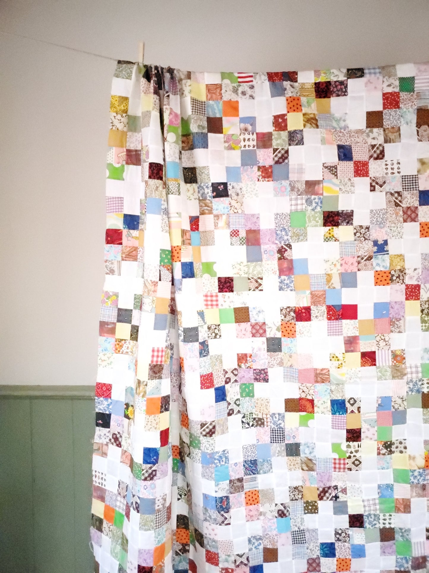 Vintage Postage Stamp Quilt Top, ca 1990s