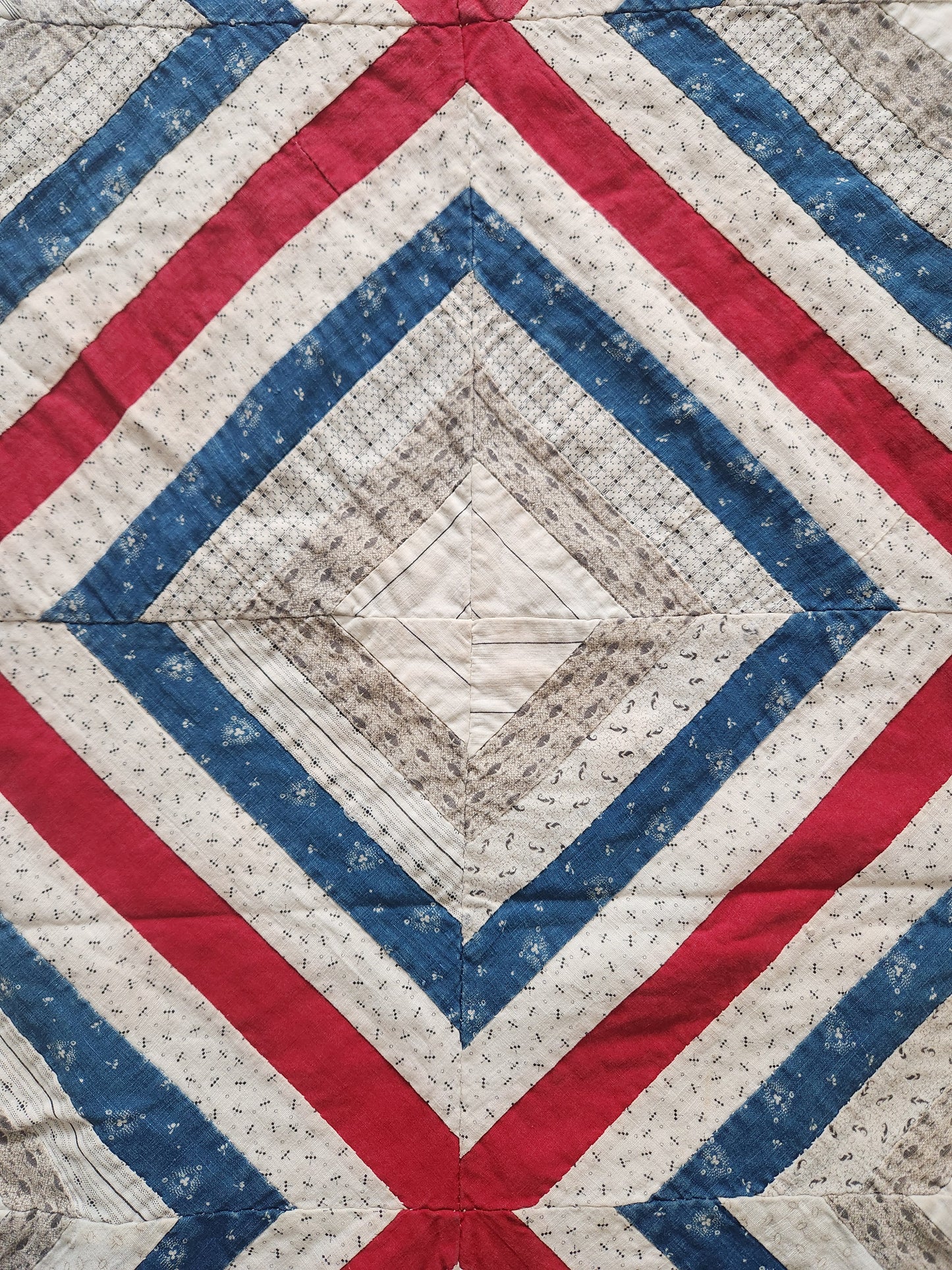 Red White & Blue Patchwork Coverlet c1900