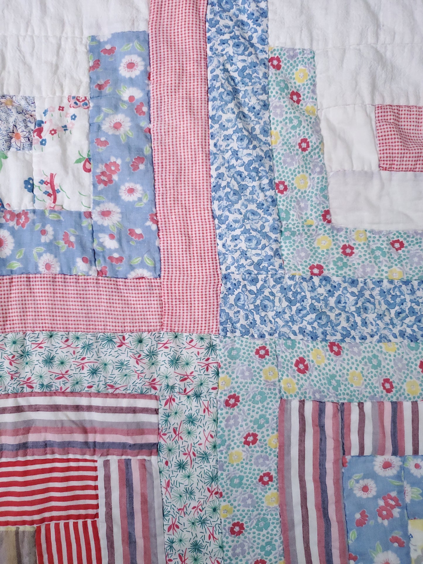 Vintage Feed Sack Quilt, ca 1950