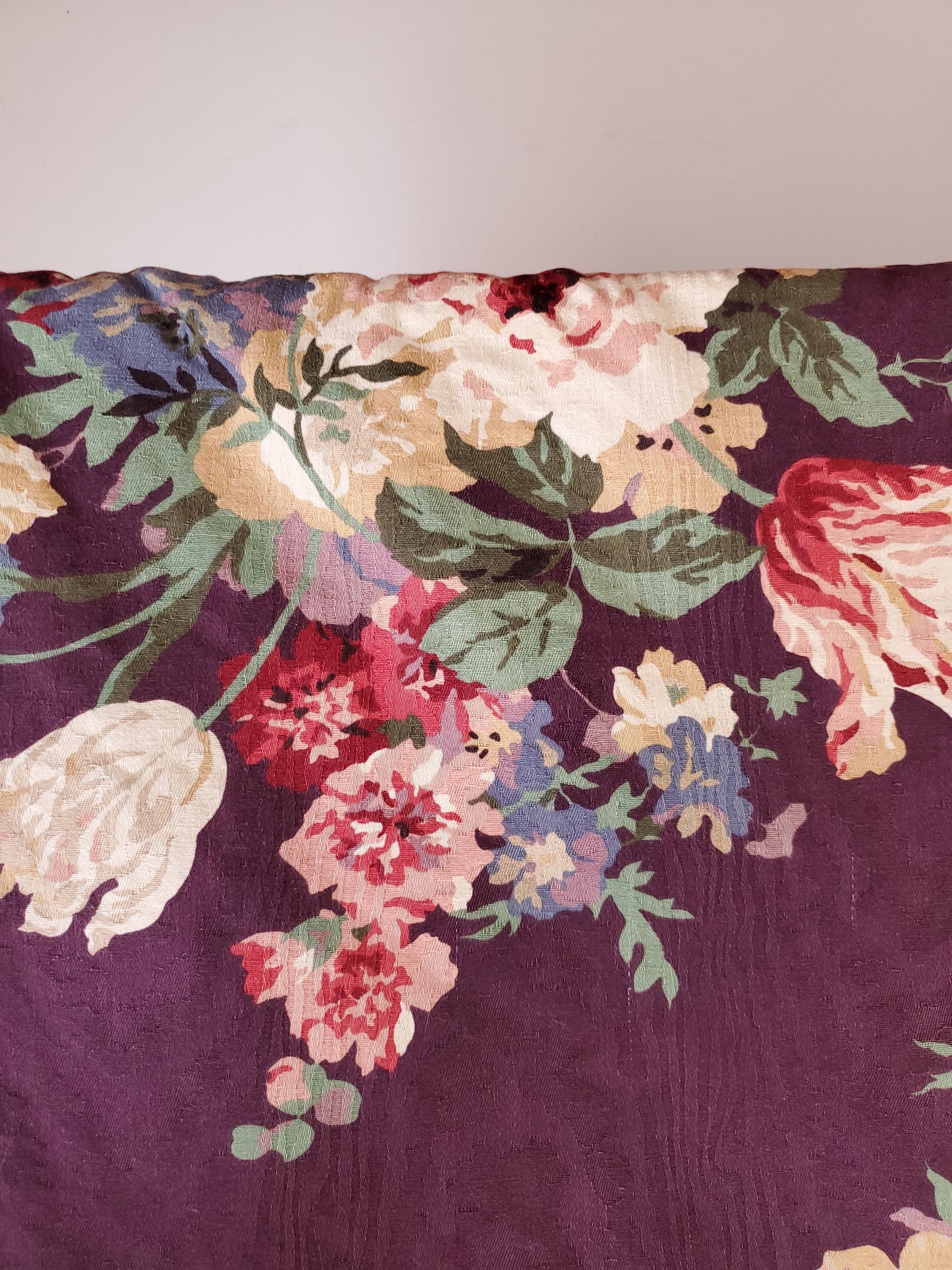 Vintage Whole Cloth Floral Bouquet Comforter Quilt, ca 1950