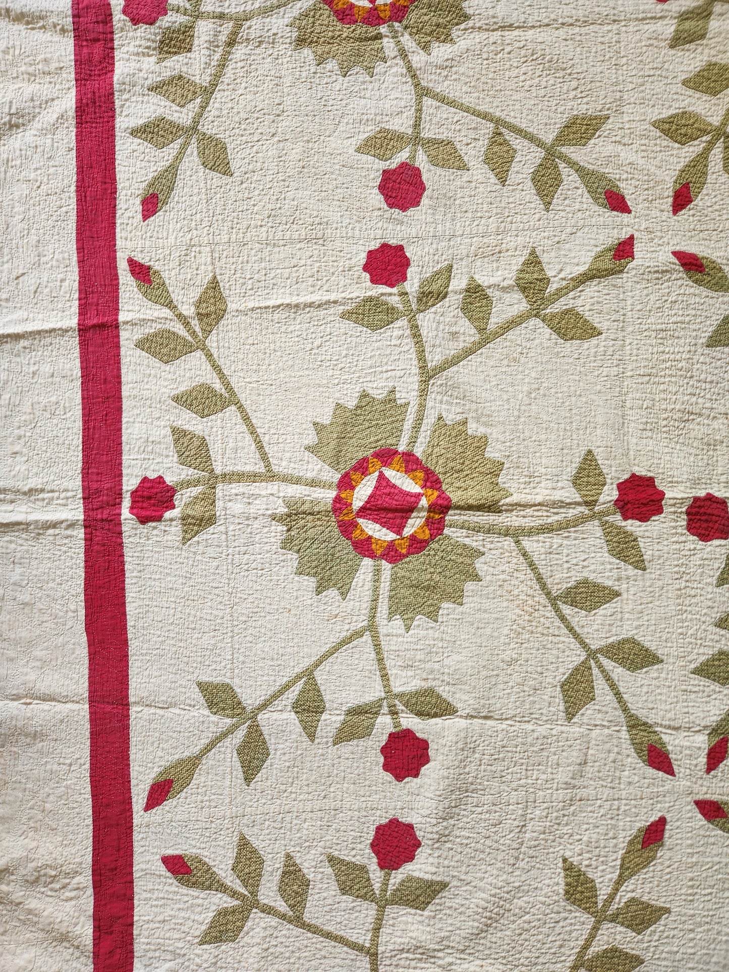 19th Century Antique Applique Whig Rose Quilt