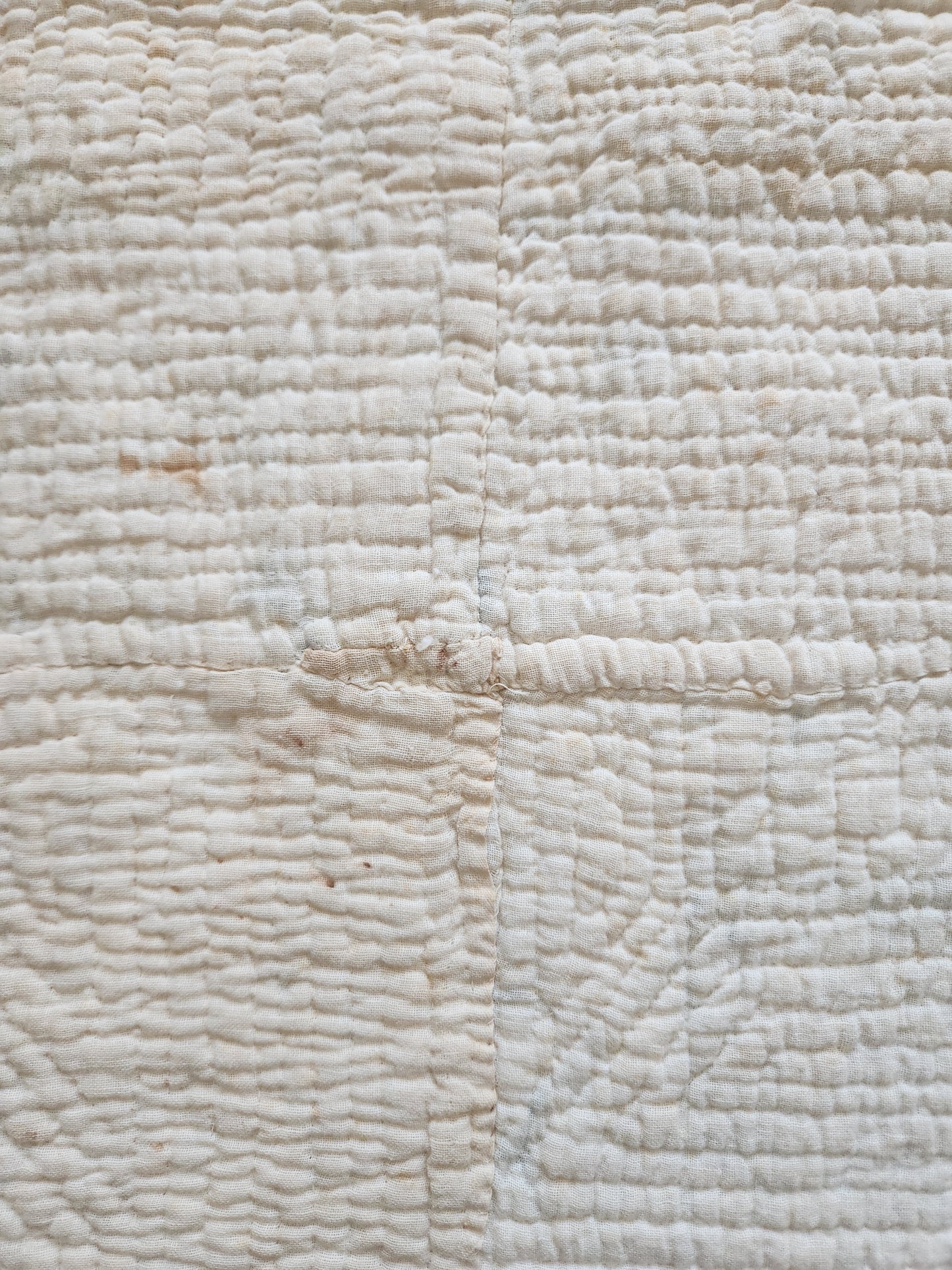 Antique Blue & White QAYG Schoolhouse Quilt c1900