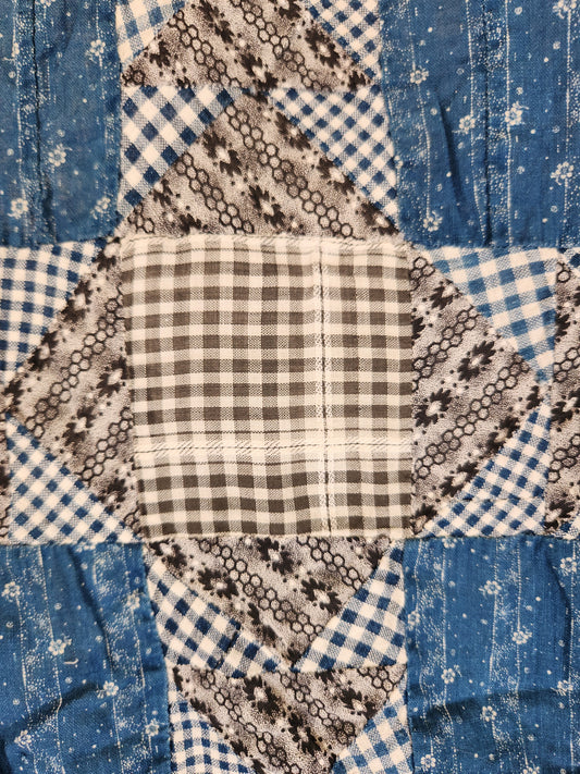 Antique Indigo Patchwork Quilt Top c1900