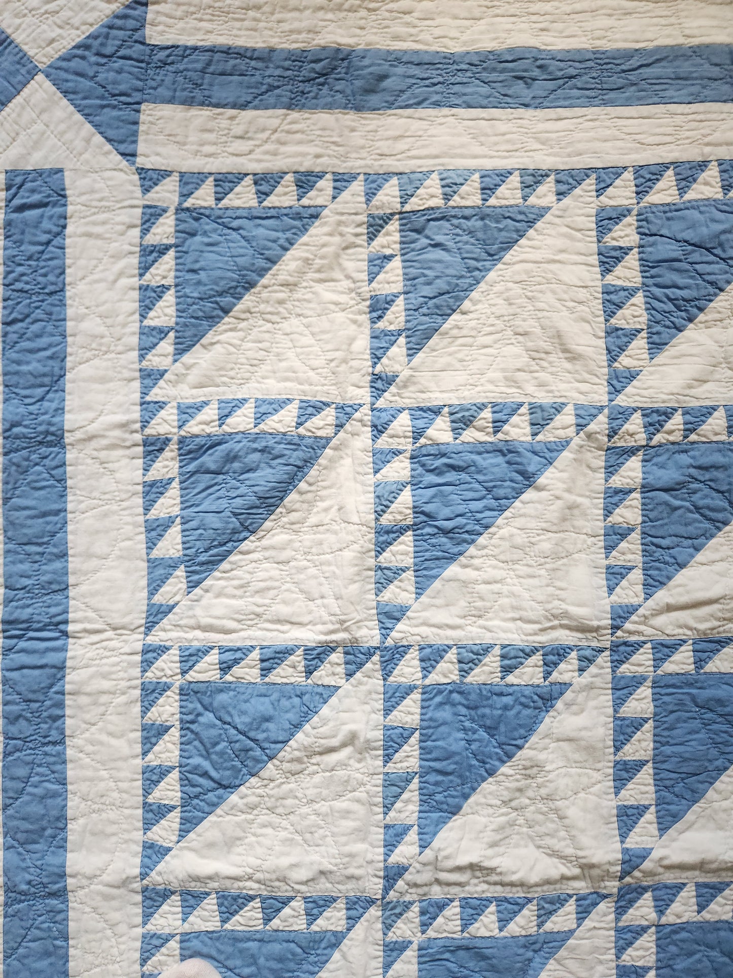 Set of 2 Blue & White Patchwork Quilts c1930