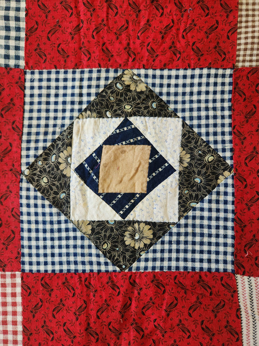 Antique Square in a Square Quilt Top c1890