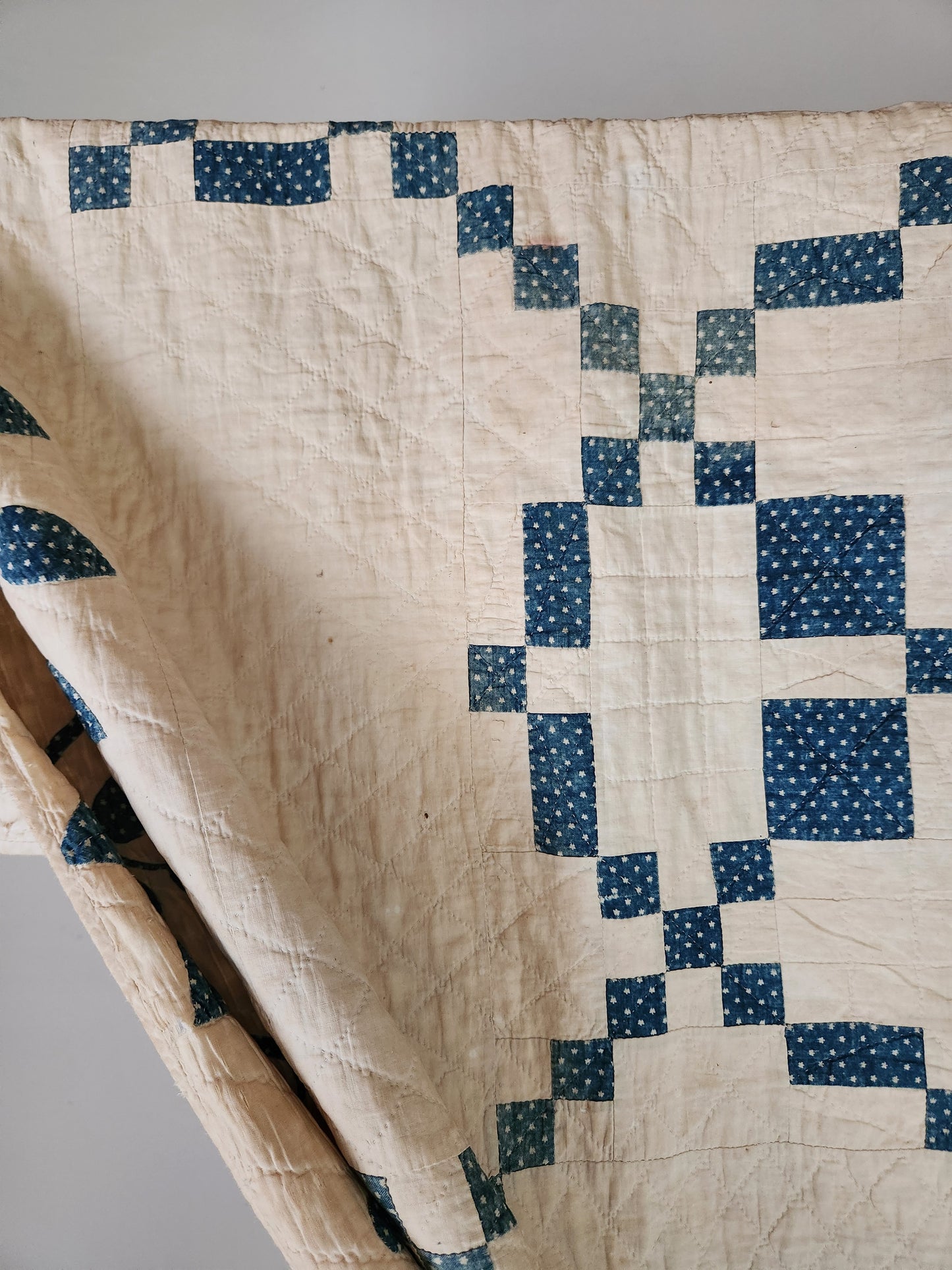 Blue and White 19th Century Antique Patchwork Quilt