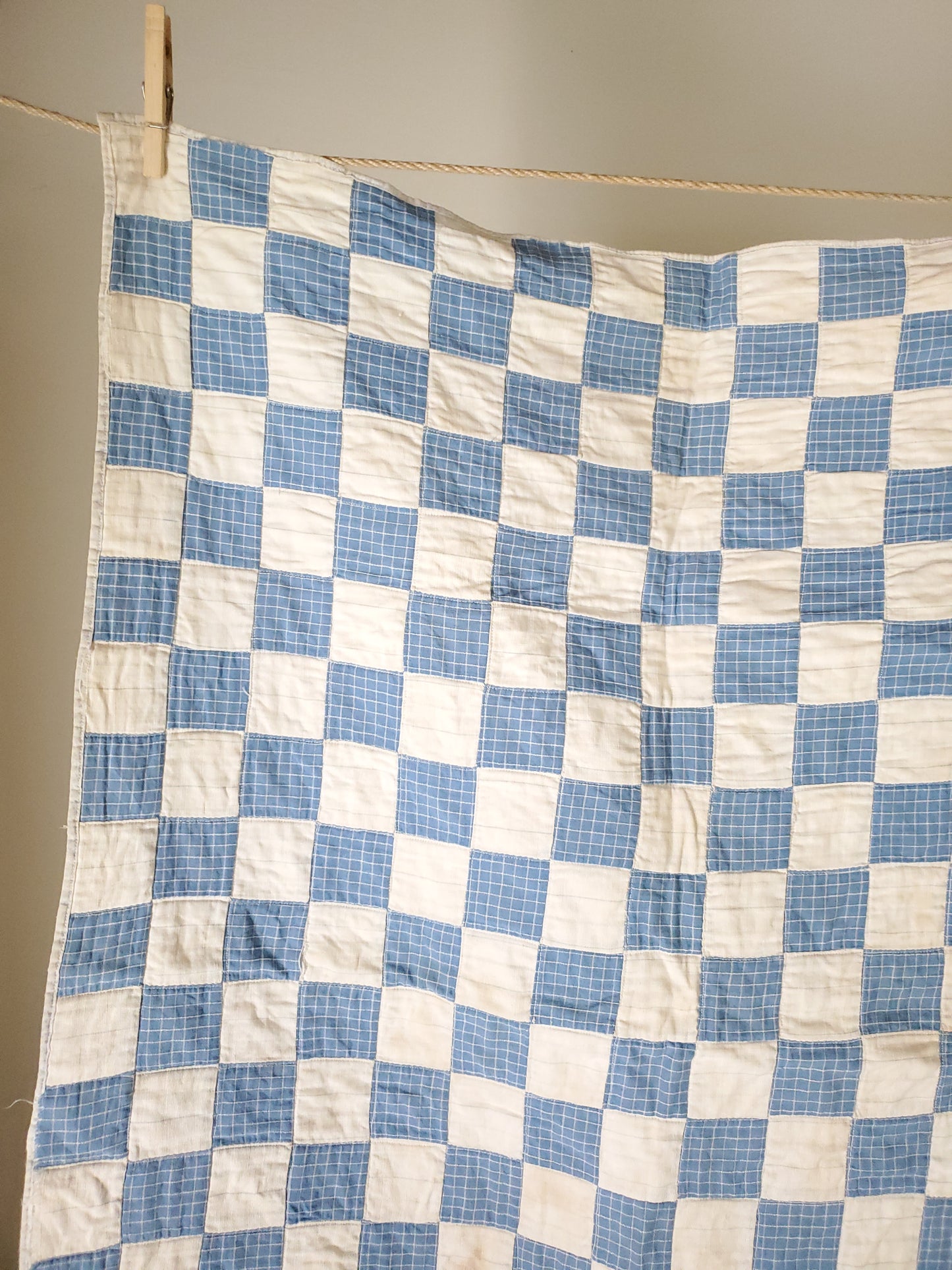 Blue & White Antique Patchwork Crib Quilt