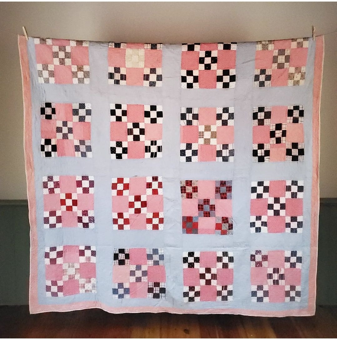 Antique 9 Patch Quilt, ca 1900