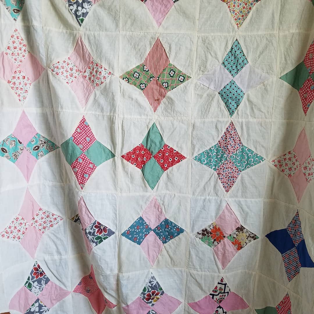 "Job's Trouble" Feed Sack Quilt Top