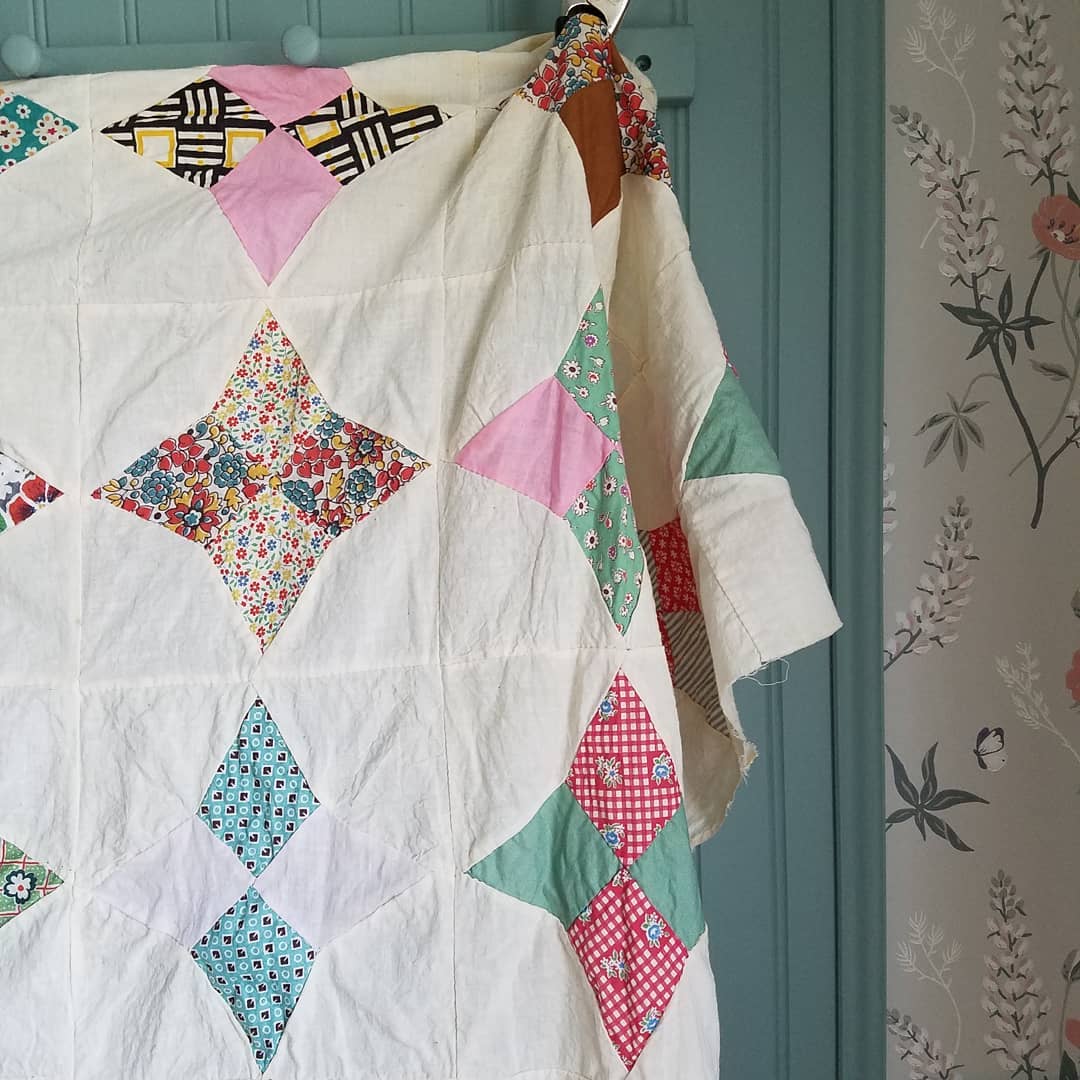 "Job's Trouble" Feed Sack Quilt Top