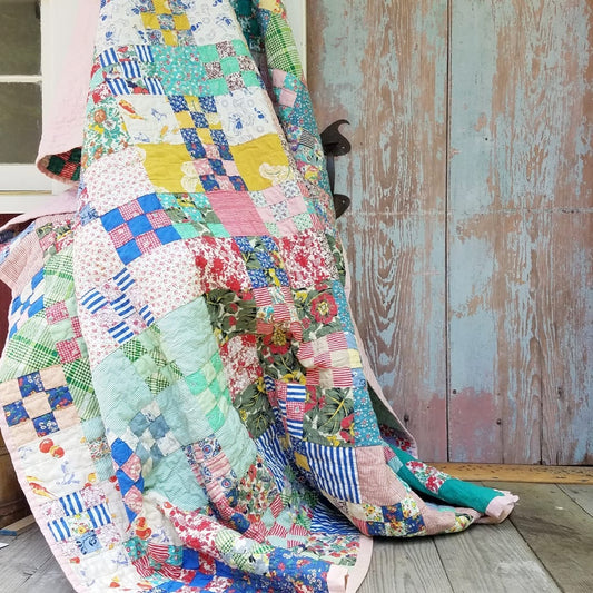 Feed Sack 9 Patch Quilt