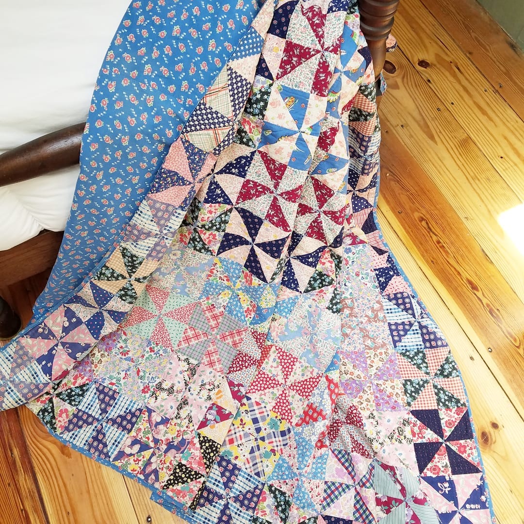 Hand Tied Pinwheel Quilt