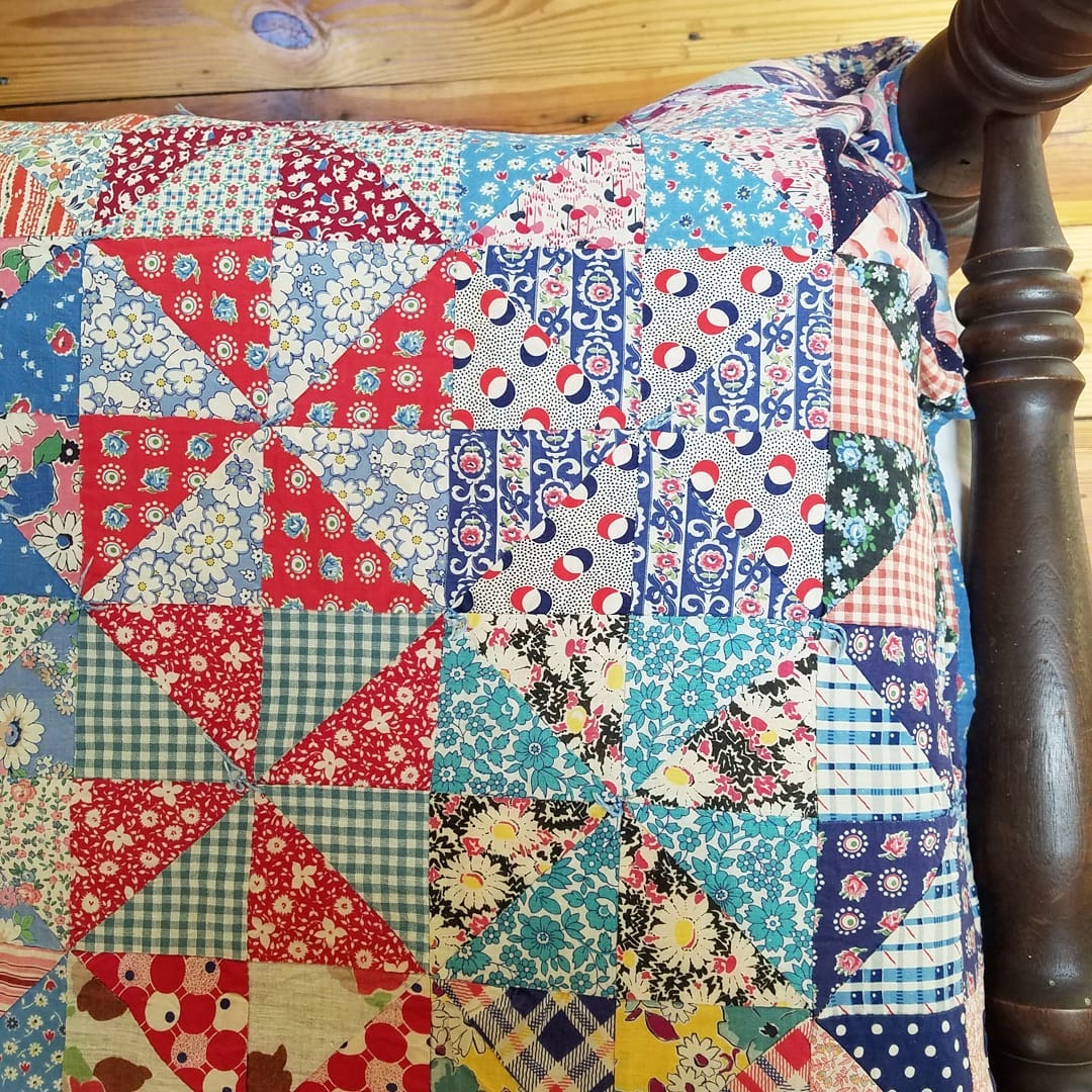 Hand Tied Pinwheel Quilt