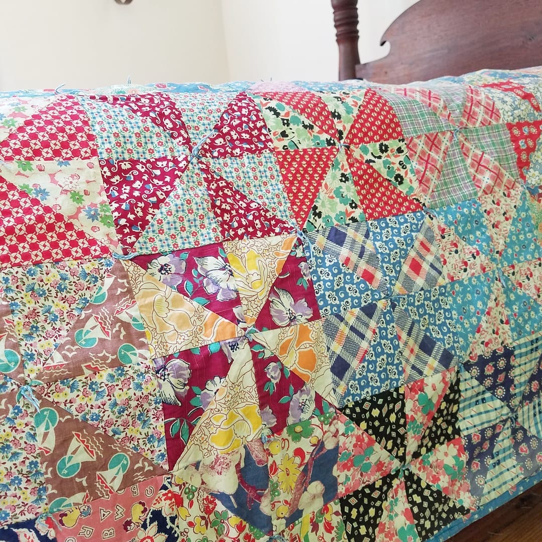 Hand Tied Pinwheel Quilt