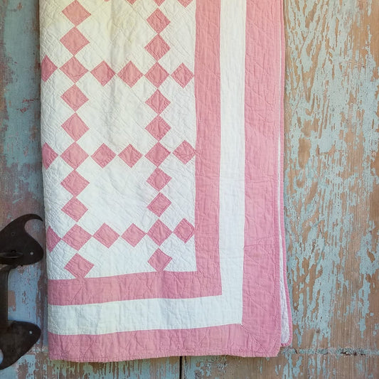 Pink and White Irish Chain Quilt