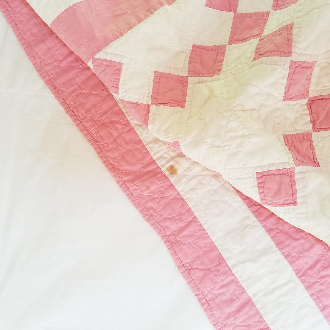 Pink and White Irish Chain Quilt