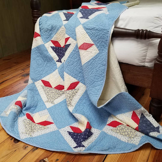 Red White and Blue Cactus Basket Quilt