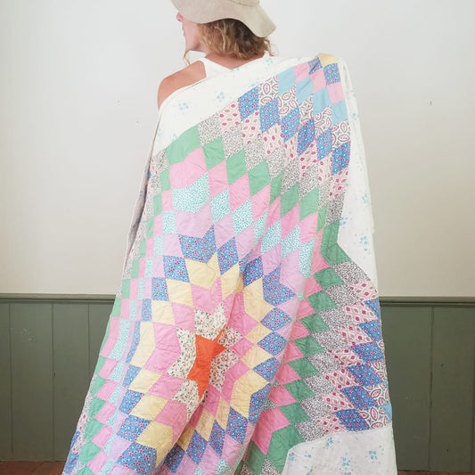 Floral Lone Star Quilt