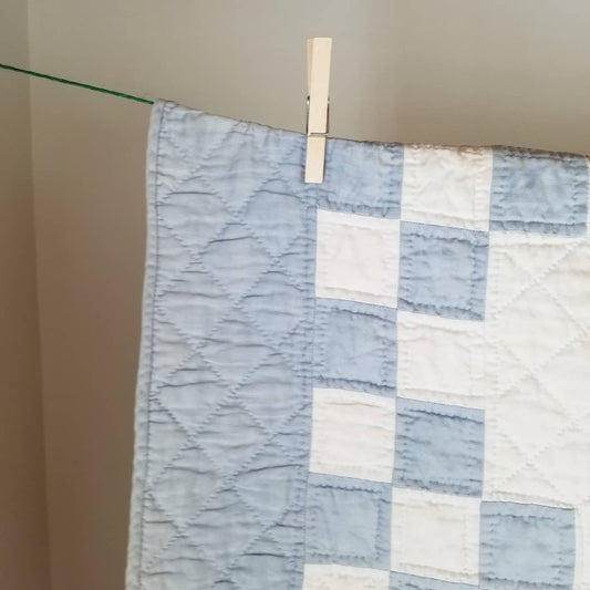 White and Blue Irish Chain Quilt