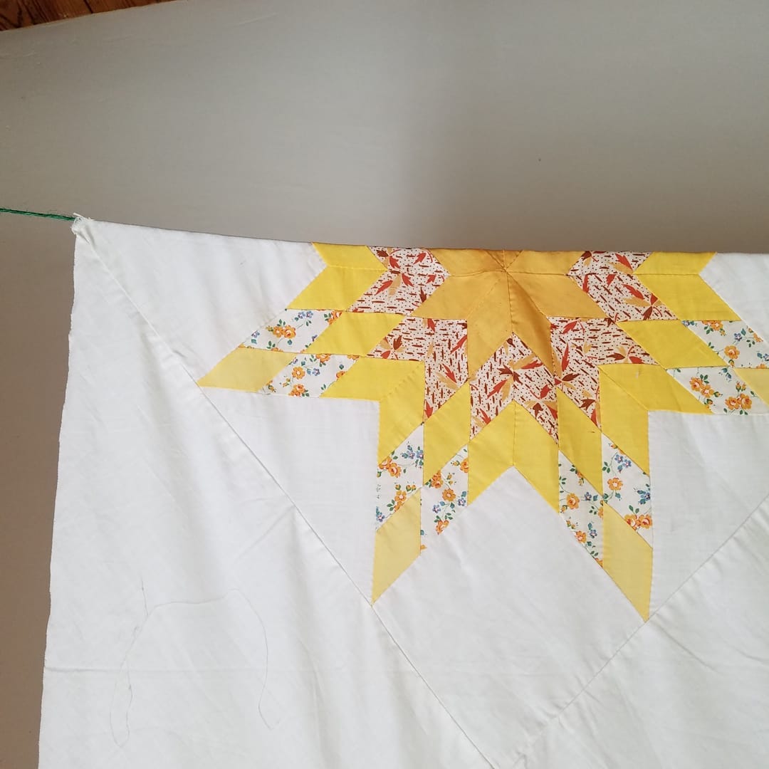 Yellow Prairie Star Quilt Top