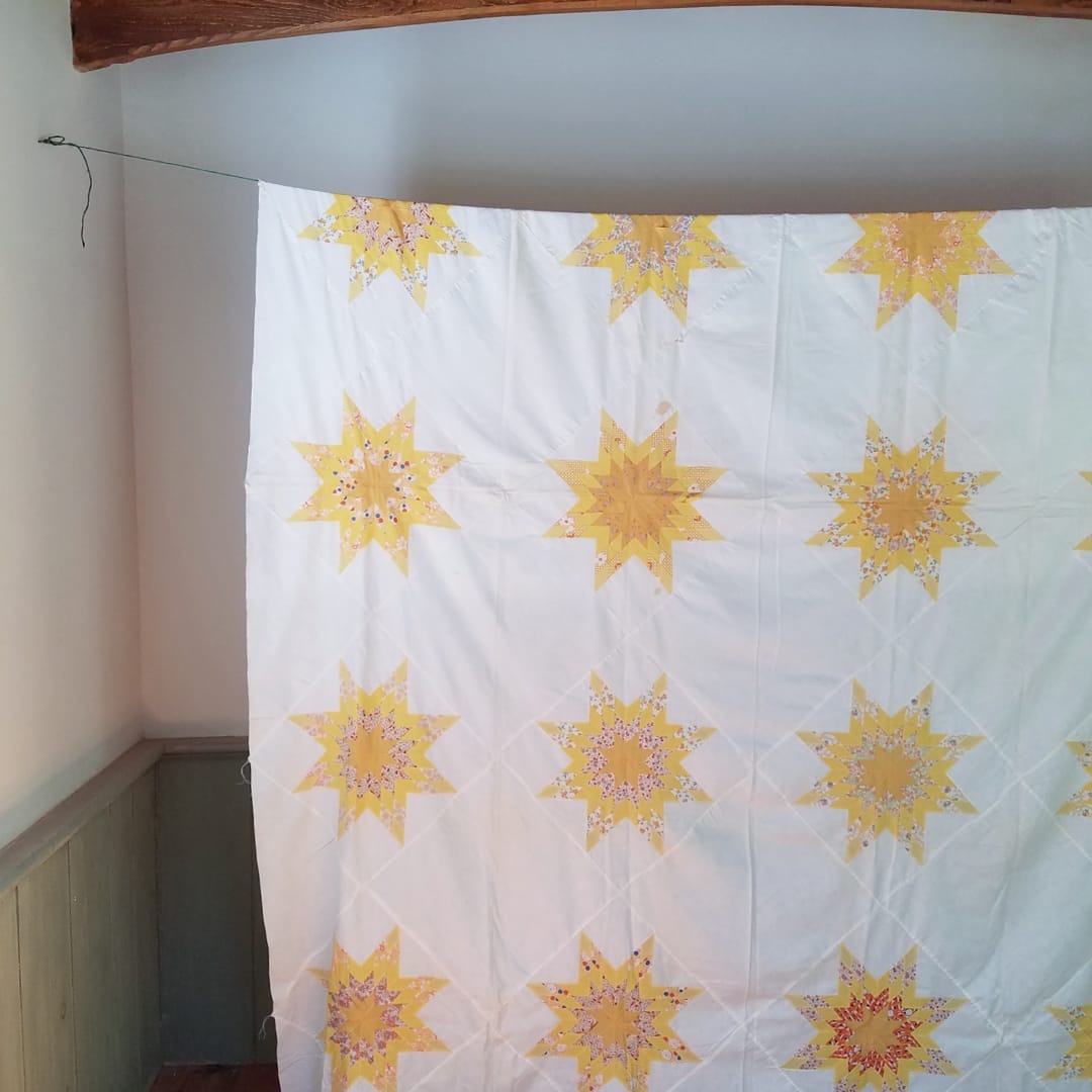 Yellow Prairie Star Quilt Top