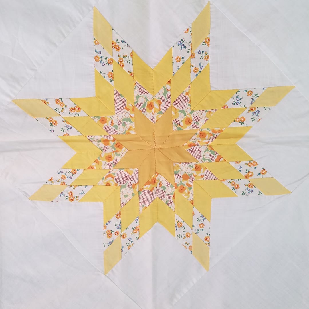 Yellow Prairie Star Quilt Top