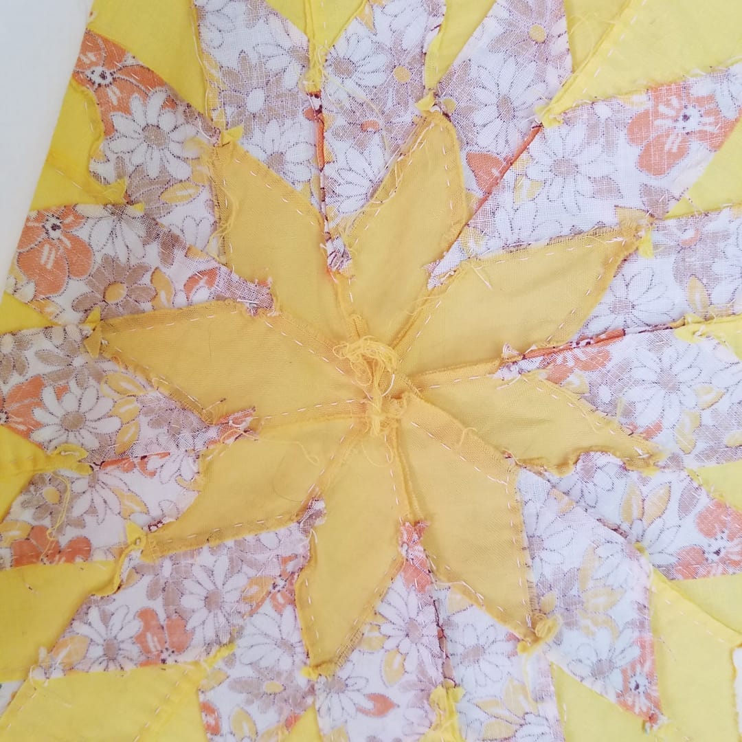 Yellow Prairie Star Quilt Top