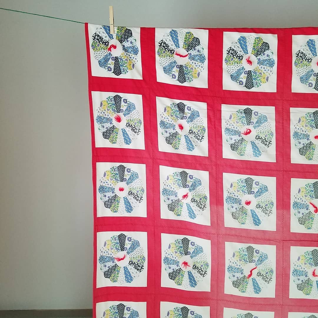 Whole Cloth, Dresden Plate Pattern Quilt
