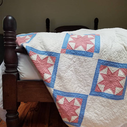 Baby Blue and Pink Stars Quilt