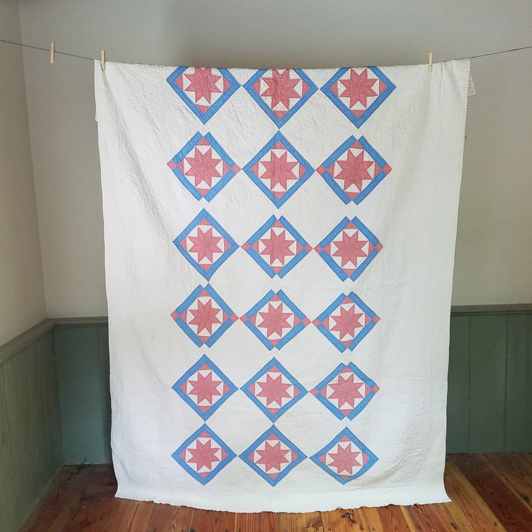 Baby Blue and Pink Stars Quilt