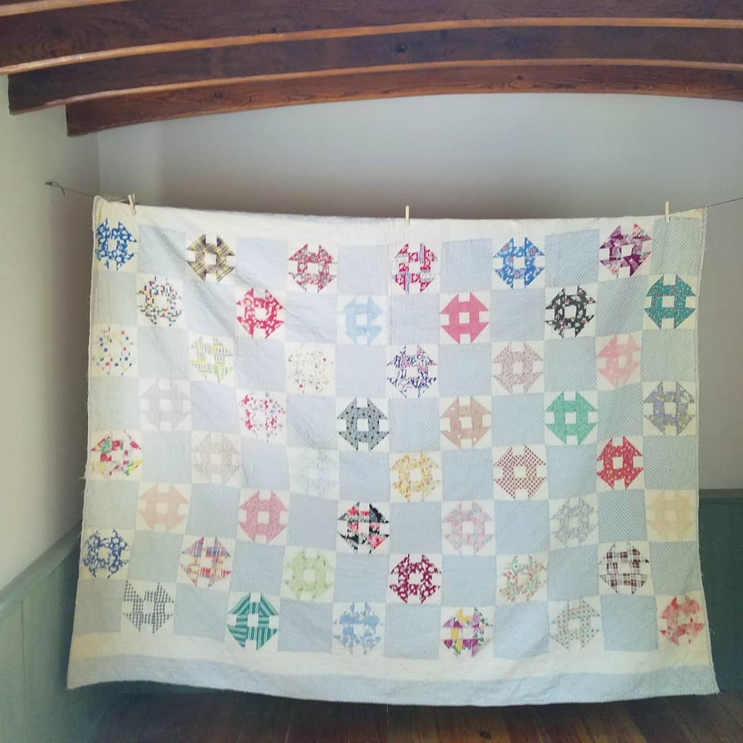 Darling Blue Churn Dash Quilt