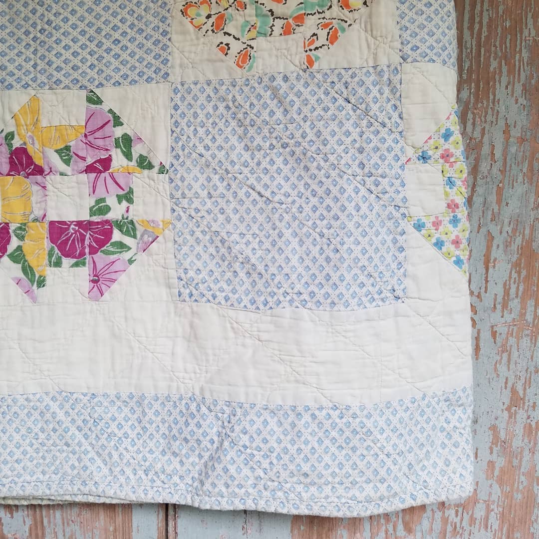 Darling Blue Churn Dash Quilt