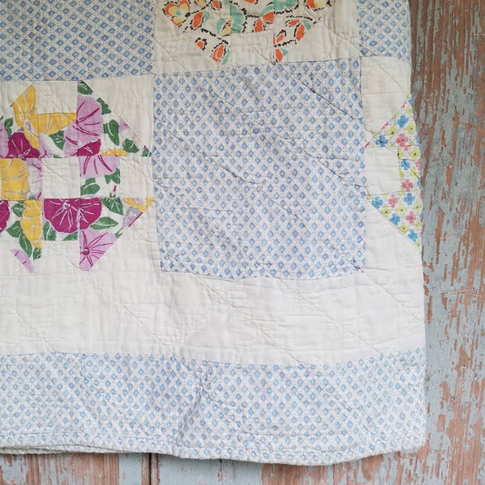 Darling Blue Churn Dash Quilt
