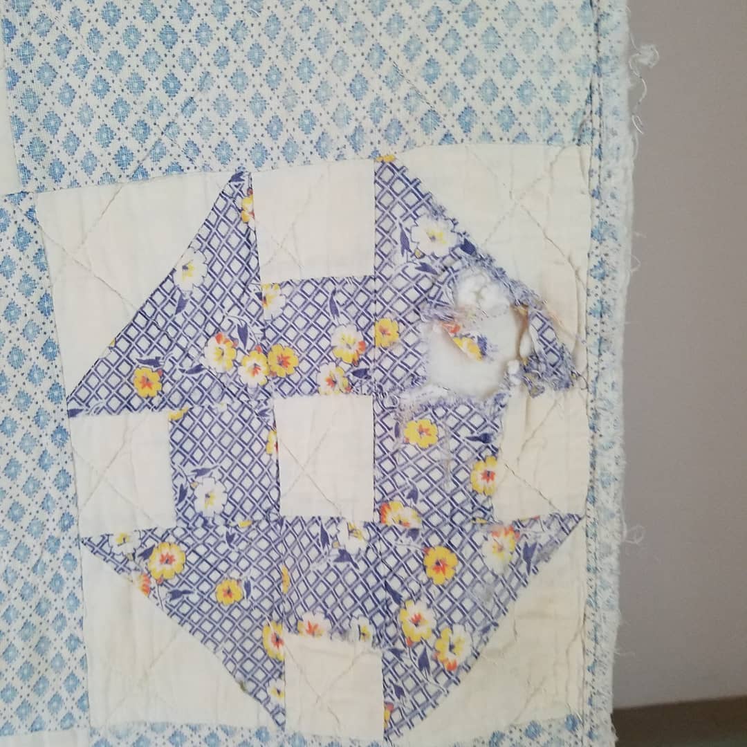 Darling Blue Churn Dash Quilt