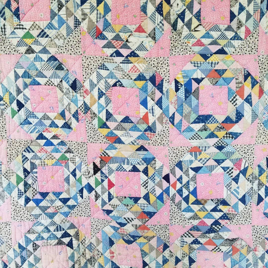 Pink and Indigo Ocean Waves Quilt