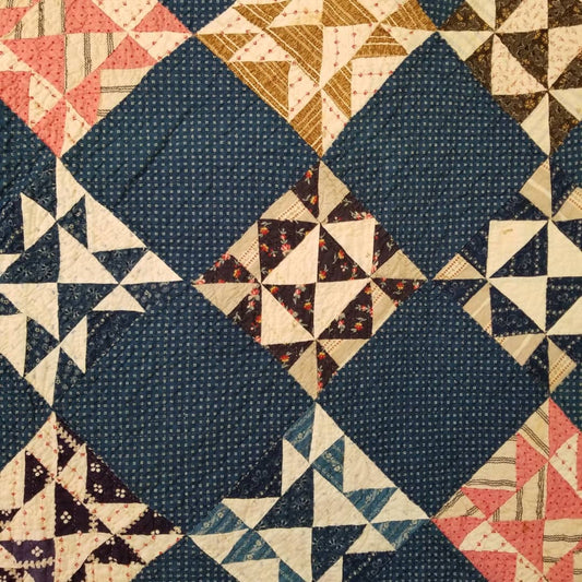 Indigo Quilt with Feed sack Backing