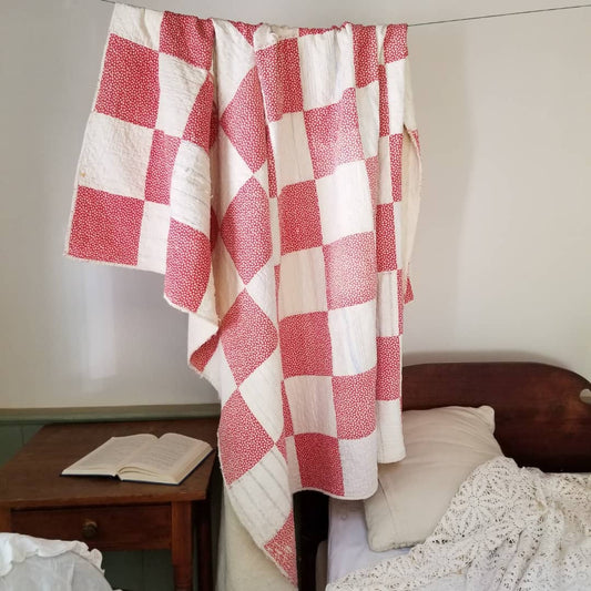 Simple Red and White Block Quilt