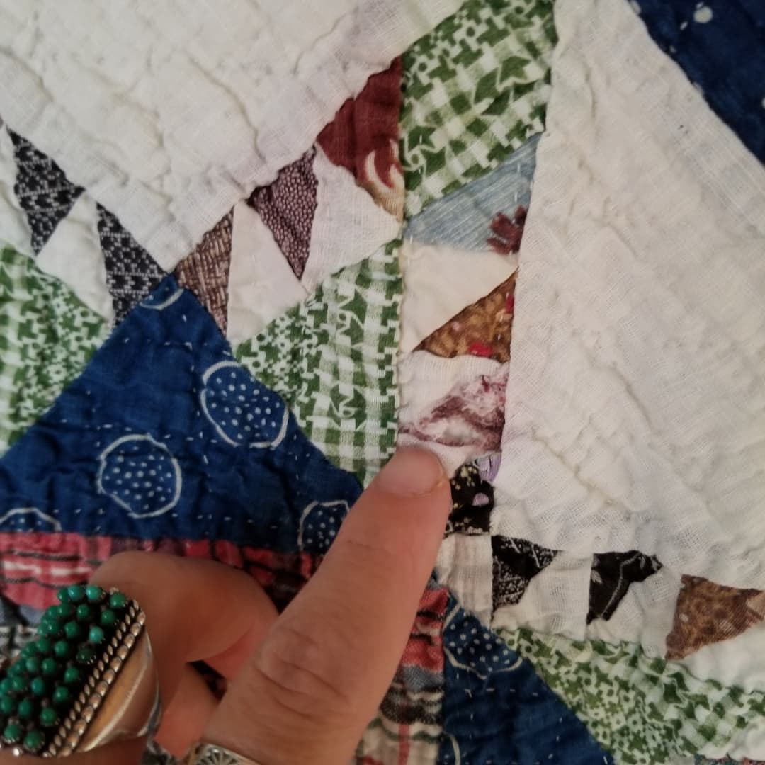 Ca 1890 Indigo Sawtooth Star Quilt