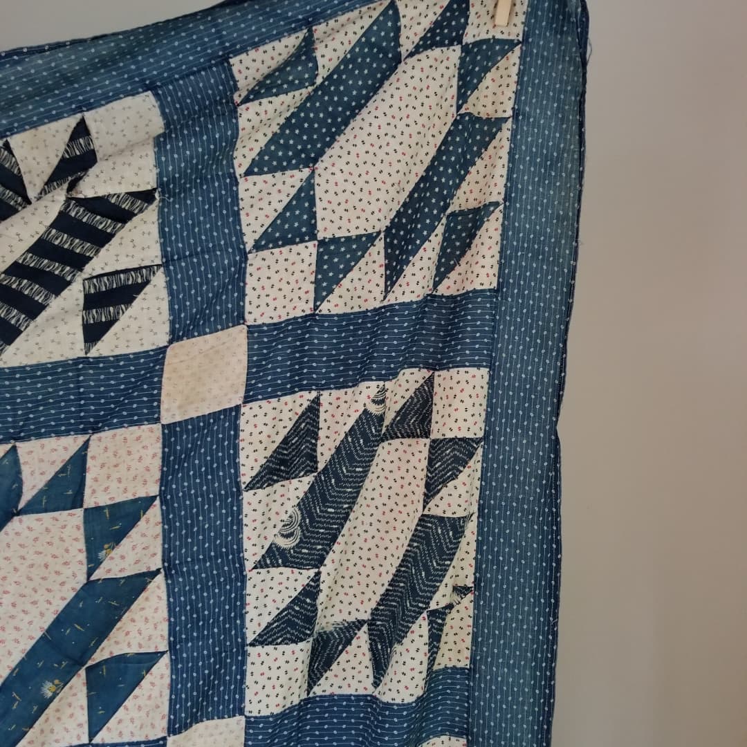 1800s Quilt Top in Blue