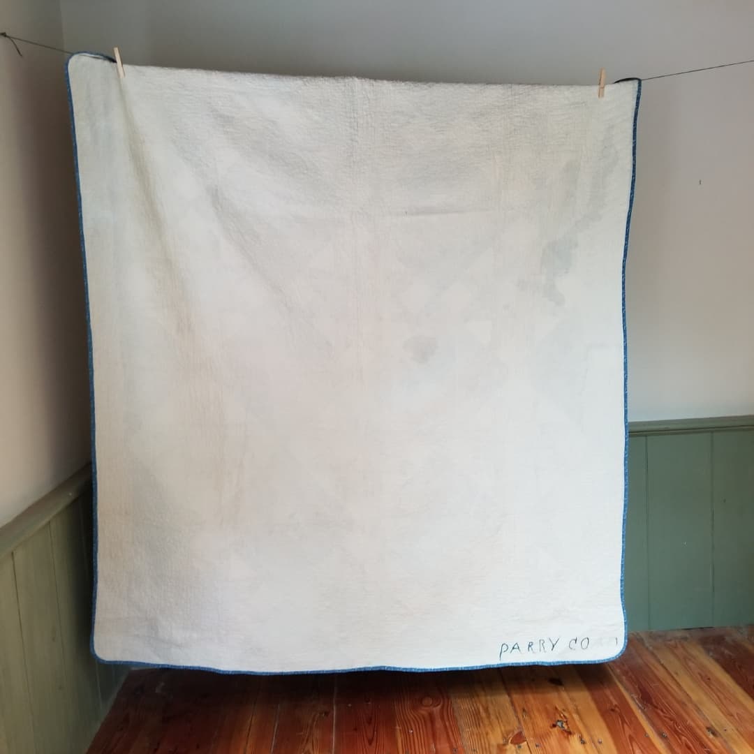 Ca 1890 Indigo Sawtooth Star Quilt