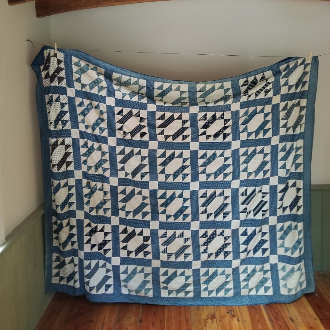 1800s Quilt Top in Blue