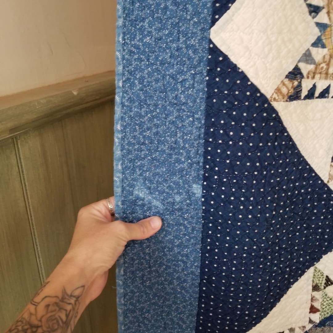 Ca 1890 Indigo Sawtooth Star Quilt
