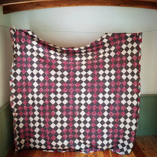 Burgundy Early 20th Century Quilt TOP
