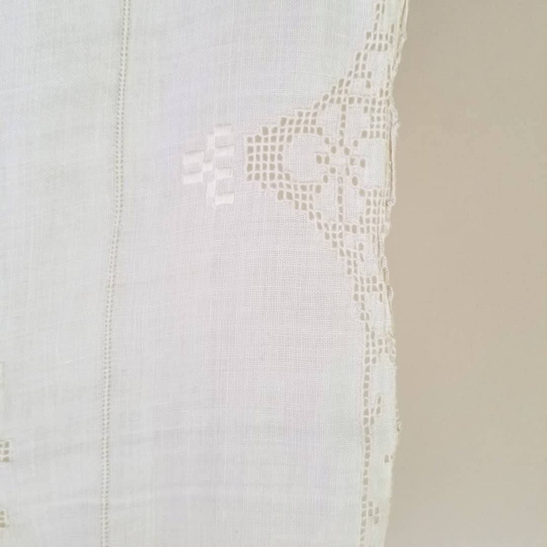 Antique, Italian, White, Embroidered Linen