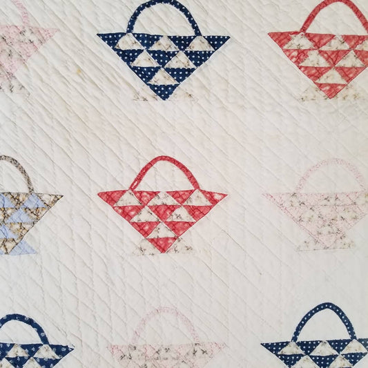 Pink, White, and Blue Basket Basket